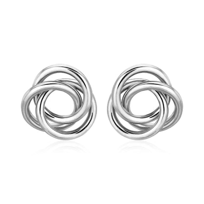 Polished Open Love Knot Earrings in Sterling Silver