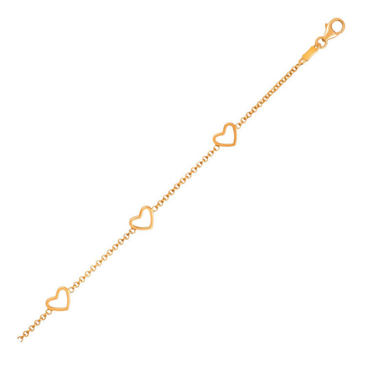 14k Gold Children's Bracelet w/Hearts