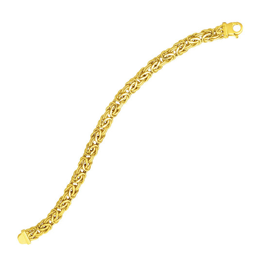 14k Gold Byzantine Link Stylish Bracelet (9.00 mm)