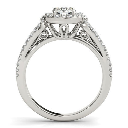 14k White Gold Diamond Engagement Ring w/Teardrop Split Shank (7/8 cttw)