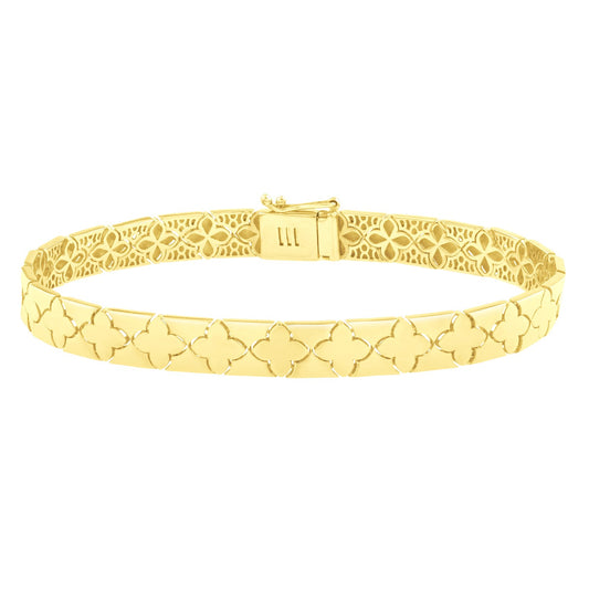 14k Gold 7-inch Clover Bracelet (6.50 mm)