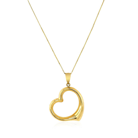 14k Gold Floating Heart Drop Pendant