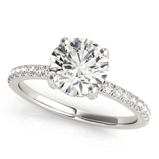 14k White Gold Diamond Engagement Ring w/Scalloped Row Band (2 1/4 cttw)