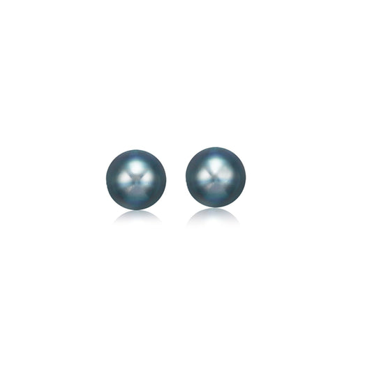 14k Gold Cultured Black Pearl Stud Earrings (6mm)