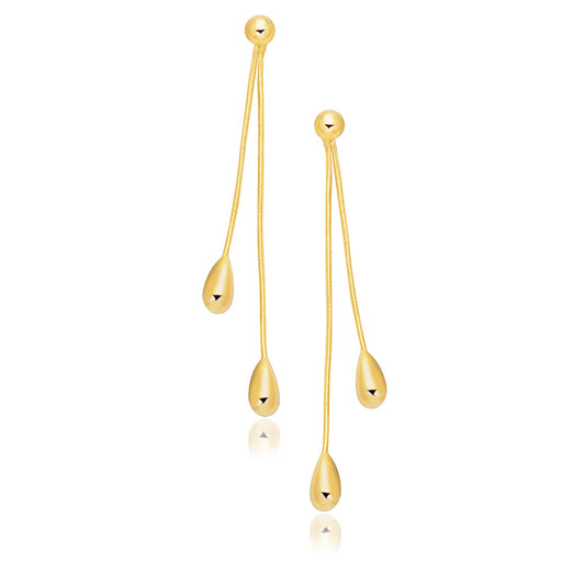 14k Gold Double Drop Long Earrings