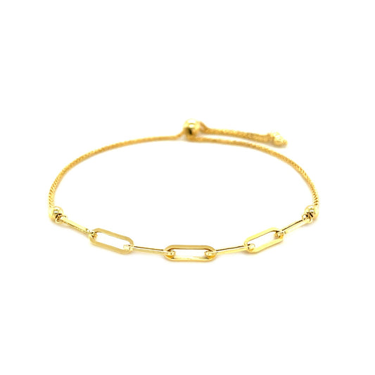 14K Gold Adjustable Bracelet w/Paperclip Chain