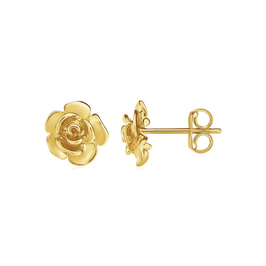 14k Gold Post Earrings w/Roses