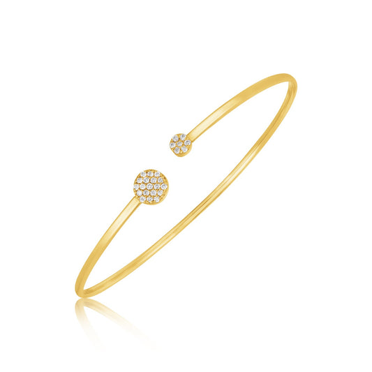 14k Gold High Polish Diamond Cluster Bangle