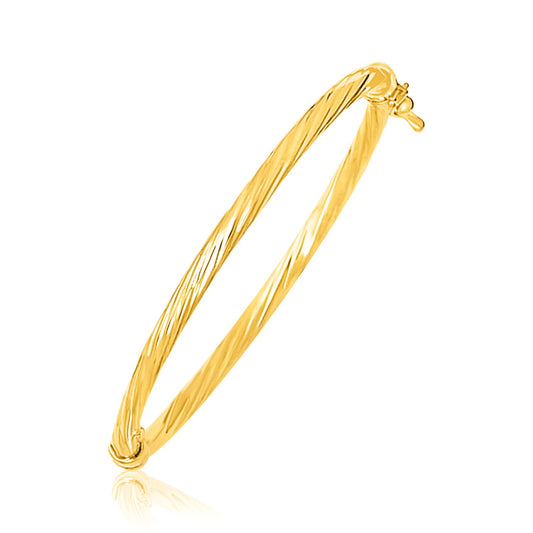 14k Gold Childrens Bangle w/Spiral Motif Style (3.50 mm)