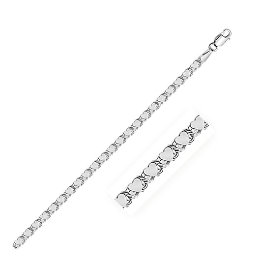 14k White Gold Heart Anklet