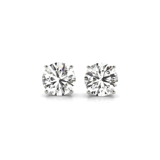 14k White Gold Lab Grown Diamond Stud Earrings- 4 cttw Certified IGI (G/VS2)
