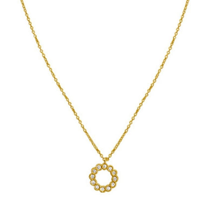 Classic 14K Yellow Gold Petite Diamond Circle Necklace