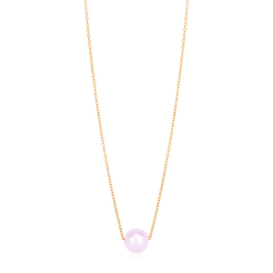 14k Gold Solitaire Necklace w/Rose Gold Pearl