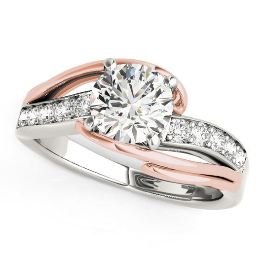 14k White & Rose Gold Bypass Shank Diamond Engagement Ring (1 1/8 cttw)