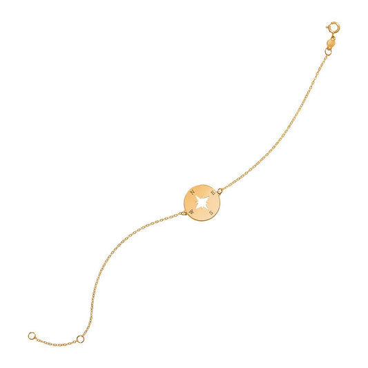 14k Gold 7-inch Bracelet w/Compass (1.00 mm)