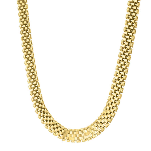 14k Gold Faceted Panther Link Chain Necklace 9.6mm