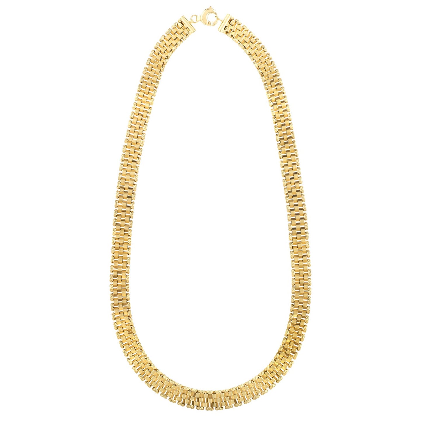 14k Gold Faceted Panther Link Chain Necklace 9.6mm