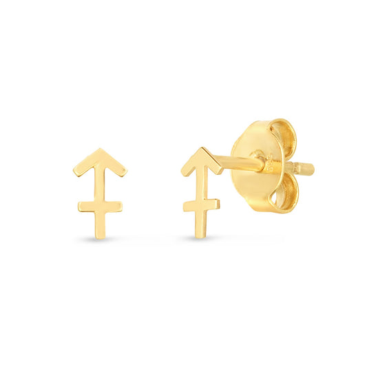 14k Gold Sagittarius Stud Earrings