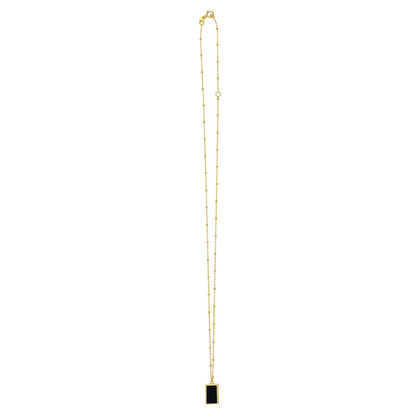 14K Gold Onyx Geometric Rectangle Necklace