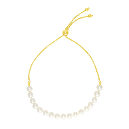 14k Gold Adjustable Friendship Bracelet w/Pearls