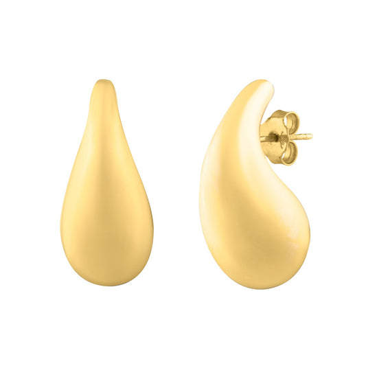 Large Raindrop Stud Earrings 14K Gold