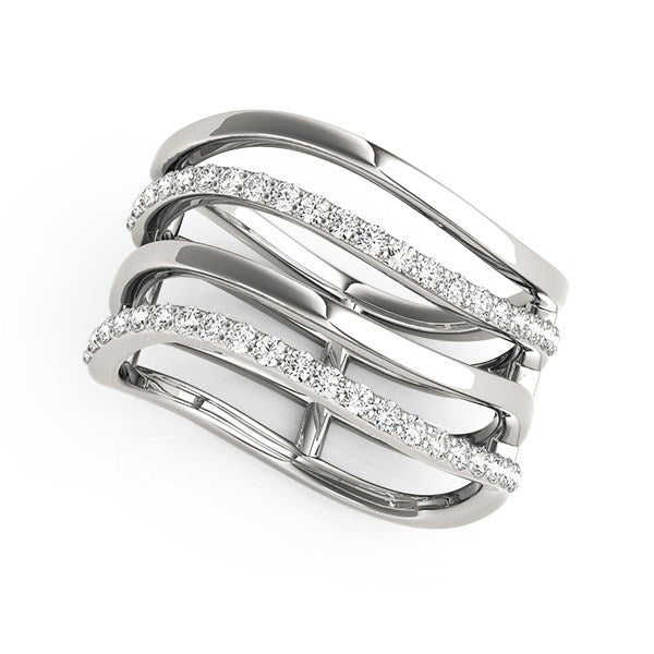 14k White Gold Multiple Band Design Ring w/Diamonds (3/8 cttw)