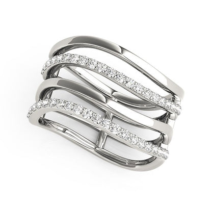 14k White Gold Multiple Band Design Ring w/Diamonds (3/8 cttw)
