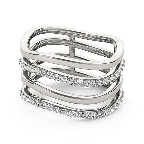 14k White Gold Multiple Band Design Ring w/Diamonds (3/8 cttw)