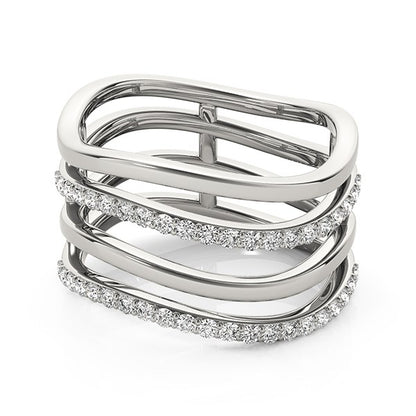 14k White Gold Multiple Band Design Ring w/Diamonds (3/8 cttw)