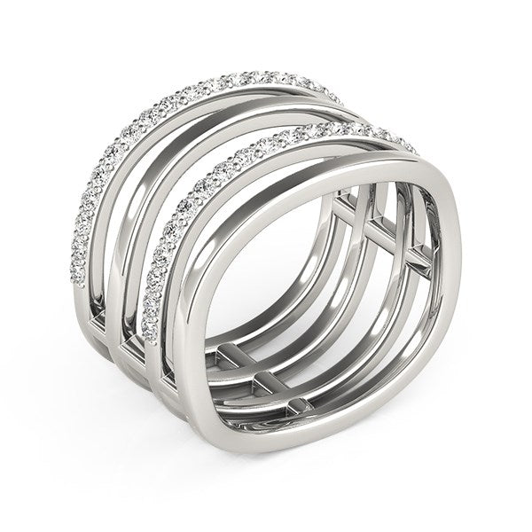 14k White Gold Multiple Band Design Ring w/Diamonds (3/8 cttw)