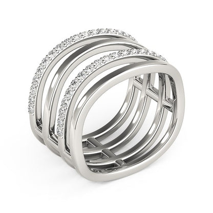 14k White Gold Multiple Band Design Ring w/Diamonds (3/8 cttw)