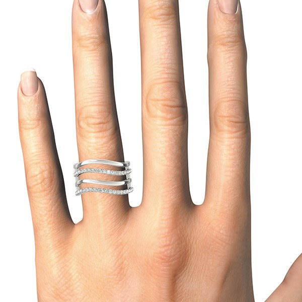 14k White Gold Multiple Band Design Ring w/Diamonds (3/8 cttw)