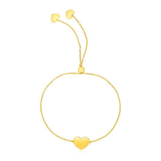14k Gold Adjustable Heart Bracelet (0.90 mm)