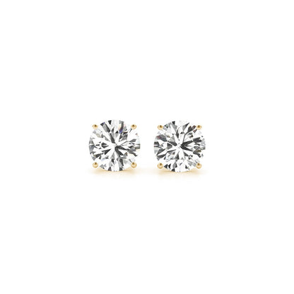 Lab Grown Round Diamond Stud Earrings in 14k Gold (G/VS2)- 2 cttw Certified IGI