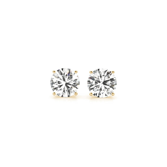 Lab Grown Round Diamond Stud Earrings in 14k Gold (G/VS2)- 2 cttw Certified IGI