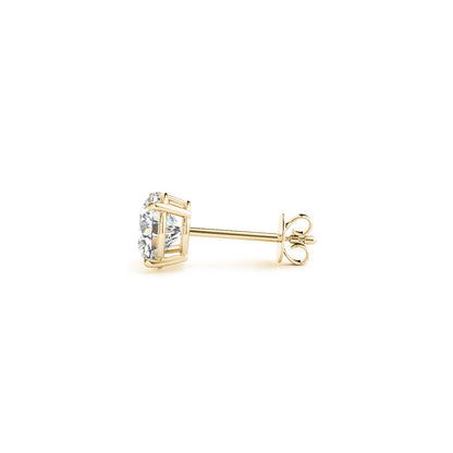 Lab Grown Round Diamond Stud Earrings in 14k Gold (G/VS2)- 2 cttw Certified IGI
