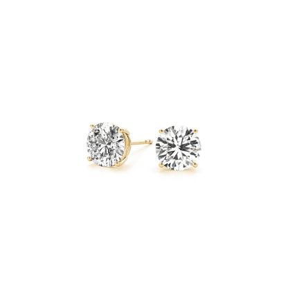Lab Grown Round Diamond Stud Earrings in 14k Gold (G/VS2)- 2 cttw Certified IGI
