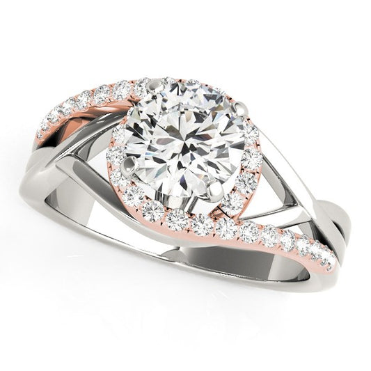 14k White & Rose Gold Bypass Diamond Engagement Ring (1 1/4 cttw)