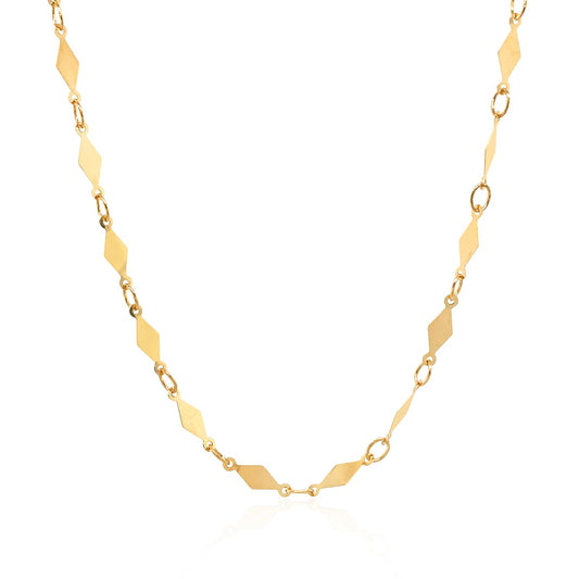 14K Gold Polished Diamond Motif Chain