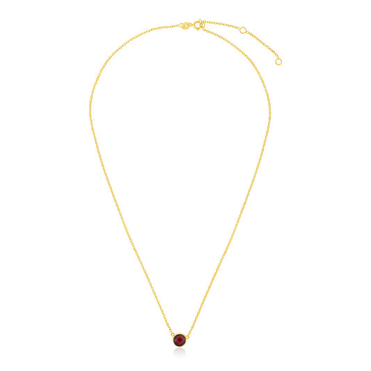 14k Gold Necklace w/Round Garnet