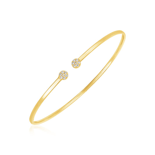 14k Gold High Polish Diamond Cluster Bangle