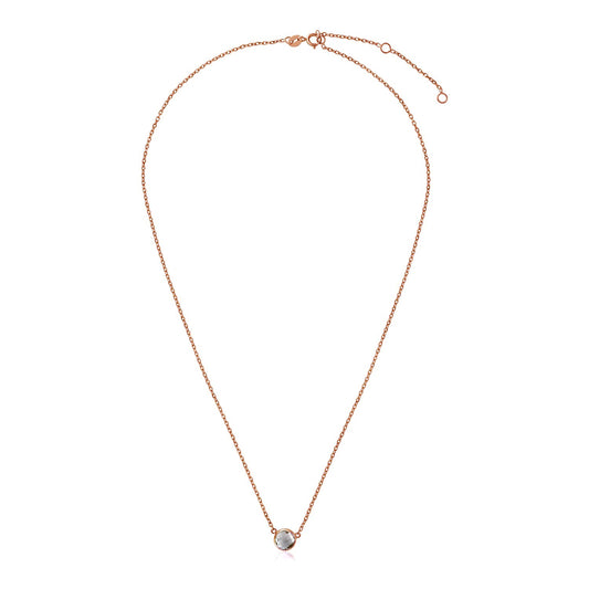 14k Rose Gold 17 inch Necklace w/Round White Topaz