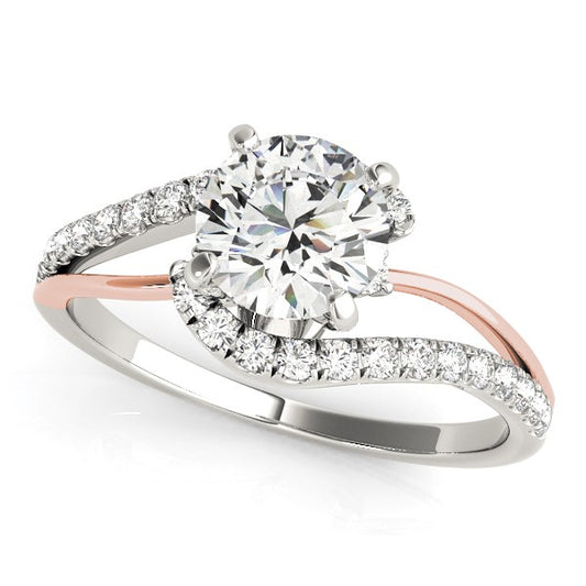14k White & Rose Gold Bypass Shank Diamond Engagement Ring (1 1/3 cttw)