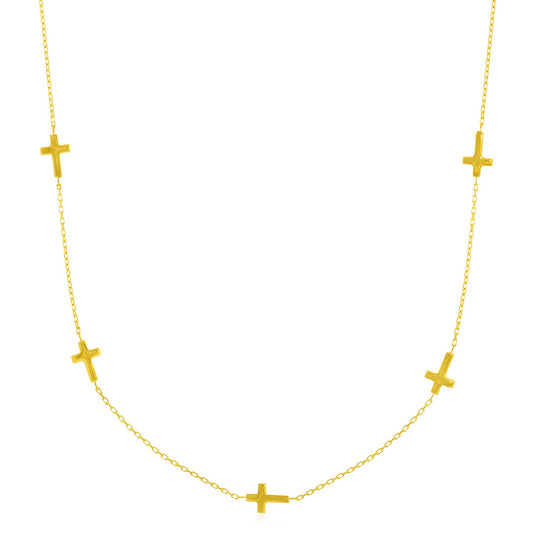 14k Gold Chain Necklace w/Cross Stations