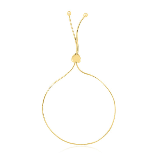 14k Gold Adjustable Lariat Style Heart Motif Bracelet
