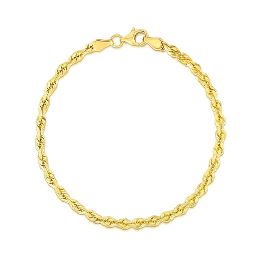 10k Gold Solid Diamond Cut Rope Bracelet (4.00 mm)