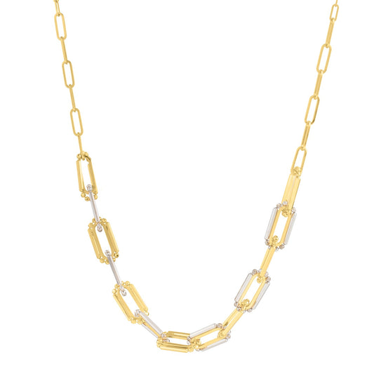 14K Two Tone Gold Pallina Paperclip Necklace