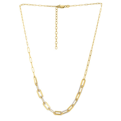 14K Two Tone Gold Pallina Paperclip Necklace