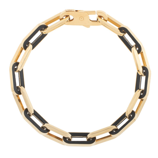 14k Gold Black Onyx Paperclip Gem Link Bracelet (7.00 mm)