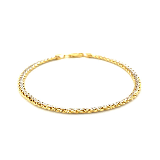 Two-Toned Fine Wheat Chain Bracelet in 10k Yellow & White Gold (3.00 mm)